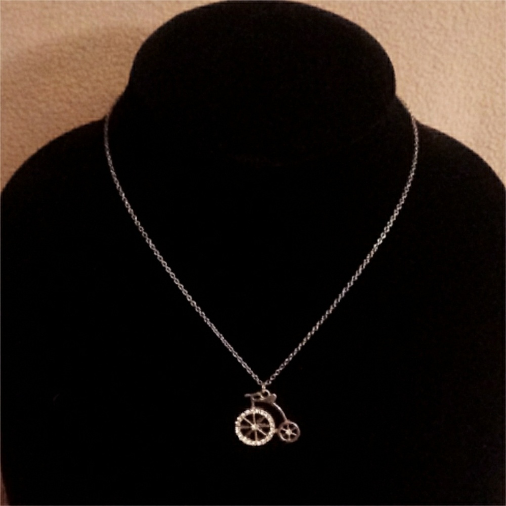 Gold Vintage Big Wheel Bike Necklace